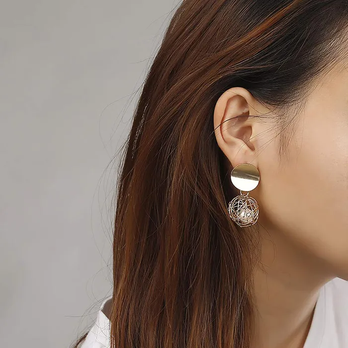 Yellow Chimes Drop Earrings for Women 3 Pairs Combo Golden Earrings Geometric Shapes Gold Plated Hoop Earrings for Women and Girls Yellow Chimes Earrings