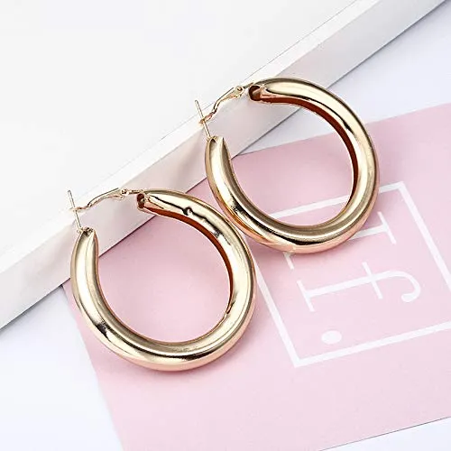 Yellow Chimes Drop Earrings for Women 3 Pairs Combo Golden Earrings Geometric Shapes Gold Plated Hoop Earrings for Women and Girls Yellow Chimes Earrings