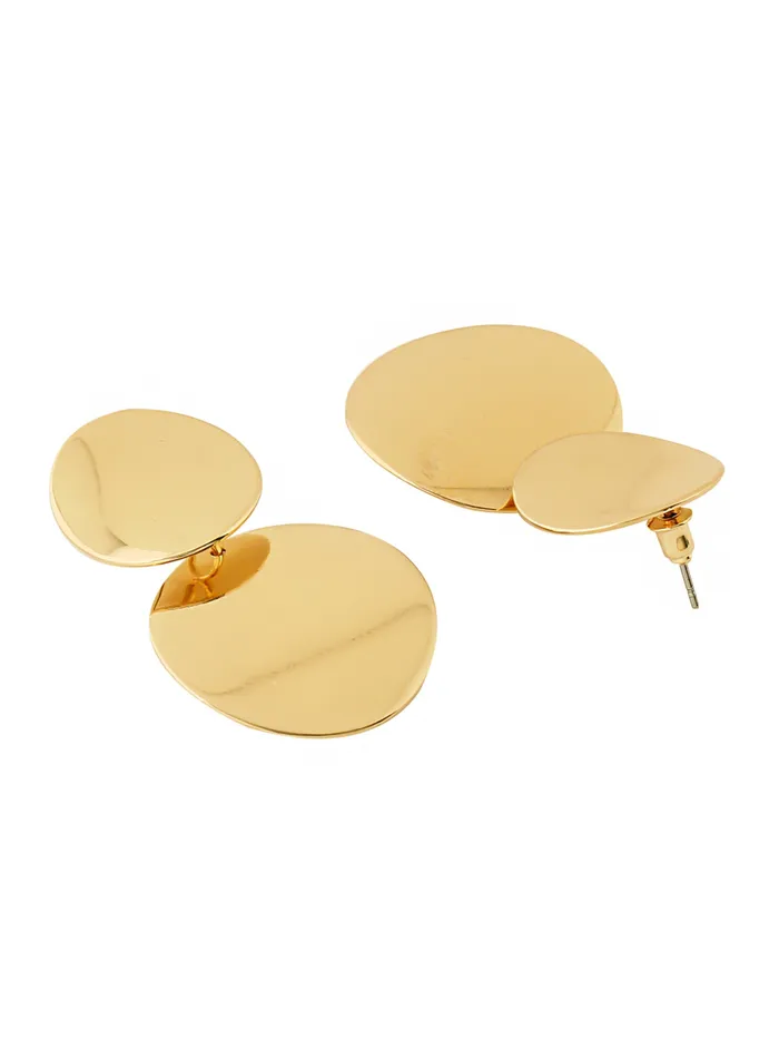 Yellow Chimes Drop Earrings for Women Gold Plated Earrings Geometric Round Dual Circle Drop Earrings For Women and Girls Yellow Chimes Earrings