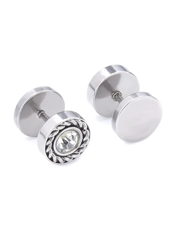 Yellow Chimes Earrings for Men and Boys Fashion Silver Studs for Men Silver Toned Crystal Studs Stainless Steel stud Earrings Birthday Gift for Men and Boys Anniversary Gift for Husband Yellow Chimes Rings