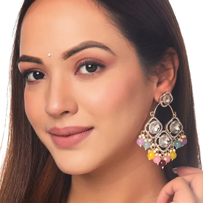 Yellow Chimes Earrings for Women and Girls Drop Earrings for Women Gold Toned Multicolor Beads Stone Drop Earrings Birthday Gift for girls and women Anniversary Gift for Wife Yellow Chimes Necklaces