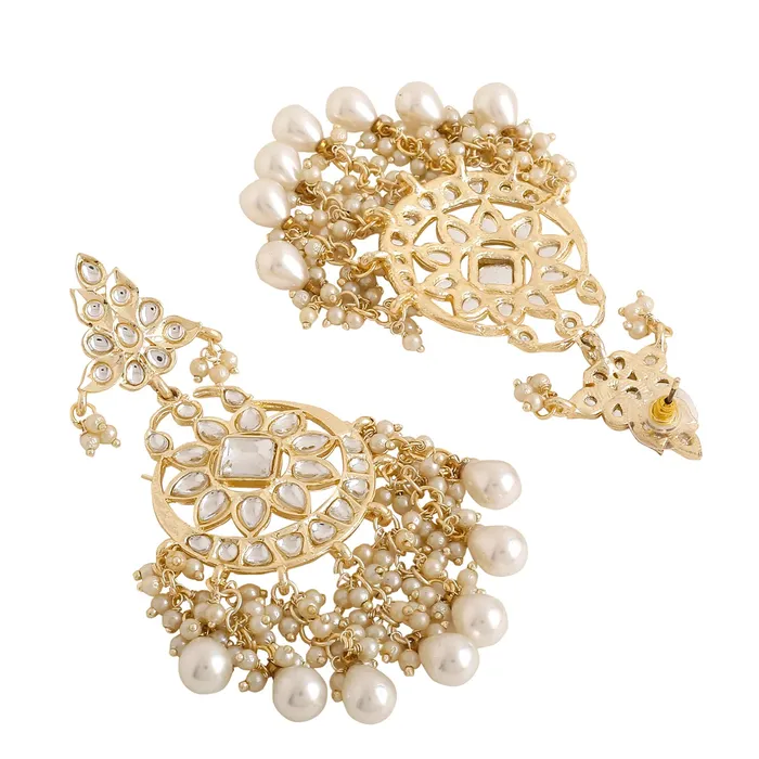 Yellow Chimes Earrings for Women and Girls Kundans Chandbali Gold Plated Kundan Studded Beads Drop Chandbali Earrings Birthday Gift for girls and women Anniversary Gift for Wife Yellow Chimes Necklaces