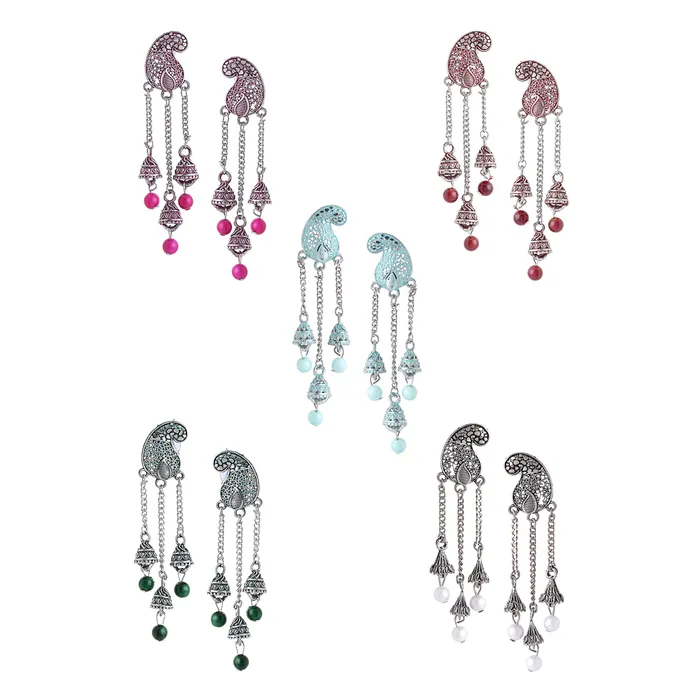 Yellow Chimes Earrings for Women and Girls Meenakari Drop 5 Pair Combo of Beads Drop Designed Silver Tone Drop Earrings Birthday Gift for girls and women Anniversary Gift for Wife Yellow Chimes Earrings Yellow Chimes Earrings for Women and Girls Meenakari Drop 5 Pair Combo of Beads Drop Designed Silver Tone Drop Earrings Birthday Gift for girls and women Anniversary Gift for Wife Yellow Chimes Earrings