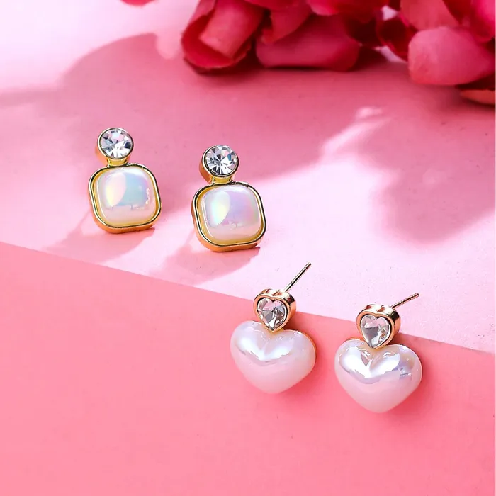 Yellow Chimes Earrings for Women and Girls Stone Drop Combo of 2 Pairs Gold Tone Stone Studded Drop Earrings Birthday Gift for girls and women Anniversary Gift for Wife Yellow Chimes Necklaces