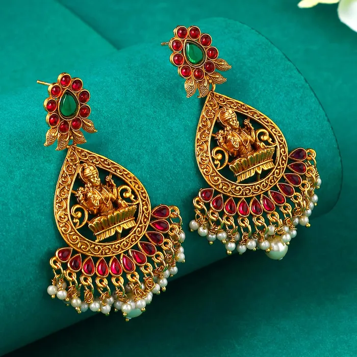 Yellow Chimes Earrings for Women and Girls Traditional Chandbali Earrings Gold Plated Beads Drop Temple Earrings Birthday Gift for girls and women Anniversary Gift for Wife Style 4 Yellow Chimes Necklaces