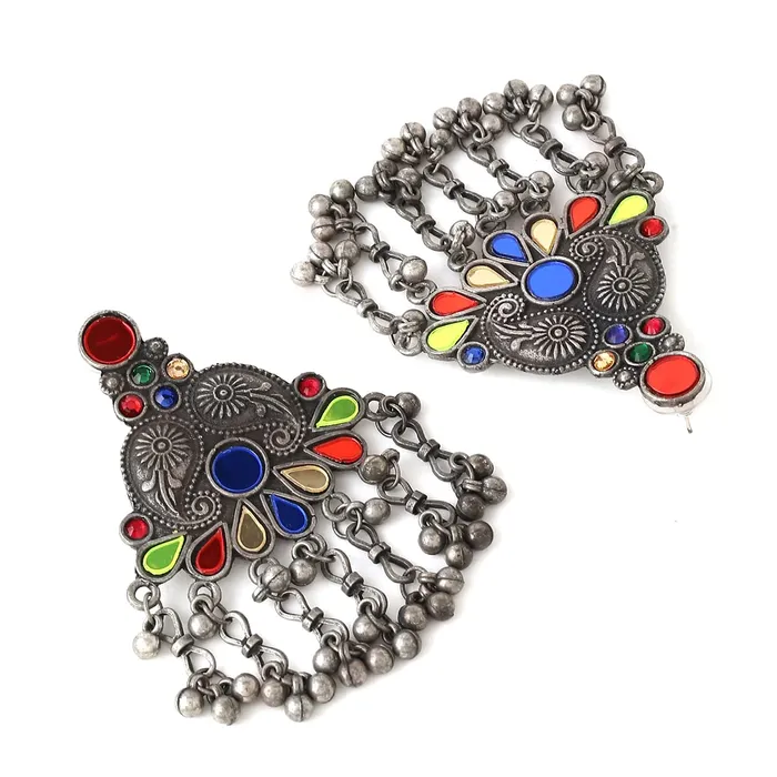 Yellow Chimes Earrings for Women and Girls Traditional Silver Oxidised Danglers German Silver Peacock Designed Dangler EarringsBirthday Gift For girls and women Anniversary Gift for Wife Yellow Chimes Earrings