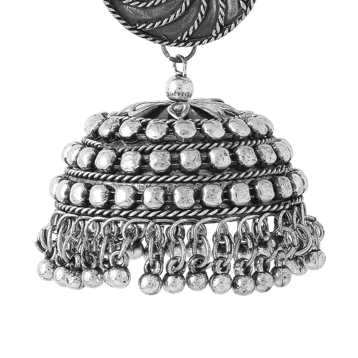 Yellow Chimes Earrings for Women and Girls Traditional Silver Oxidised Jhumka Earrings German Silver Big Jhumki Earrings Birthday Gift For girls and women Anniversary Gift for Wife Yellow Chimes Earrings