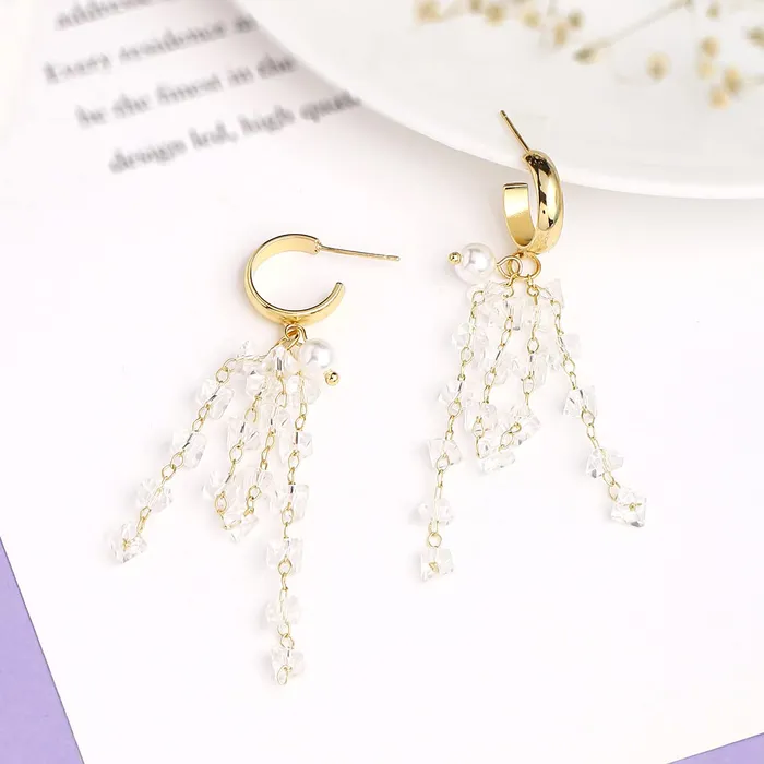 Yellow Chimes Earrings For Women Golden Stud With Crystal Tassel Drop Dangle Earrings For Women and Girls Yellow Chimes Earrings