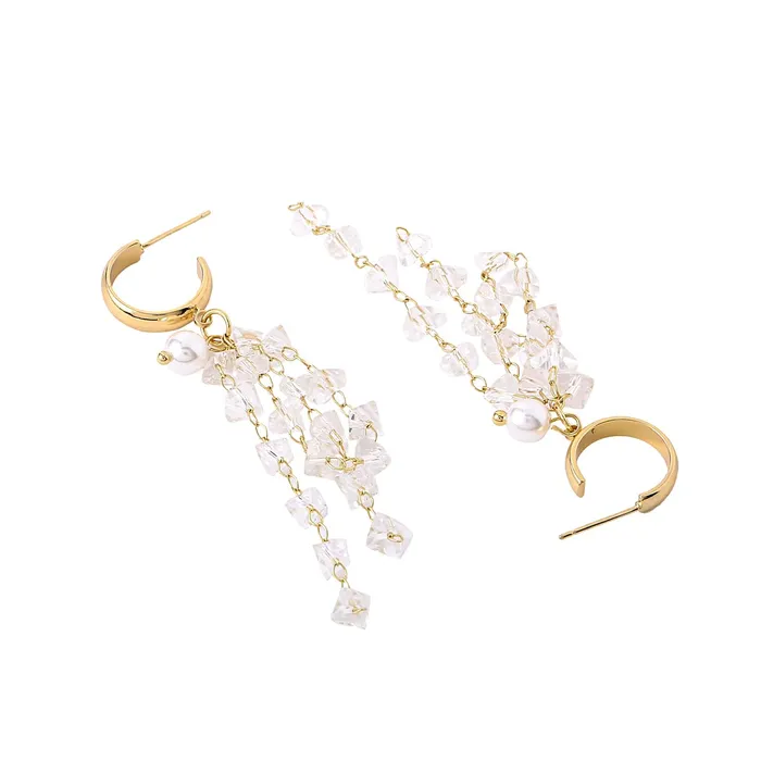 Yellow Chimes Earrings For Women Golden Stud With Crystal Tassel Drop Dangle Earrings For Women and Girls Yellow Chimes Earrings
