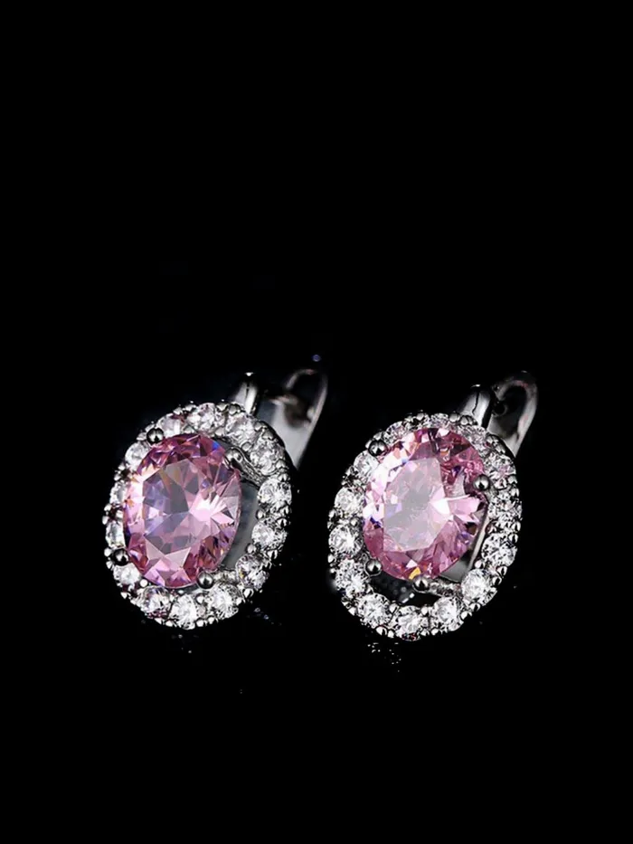 Yellow Chimes Earrings Kairangi Clip On Earrings for Women Pink Crystal Silver Plated Clip On Stud Earrings for Women and Girls