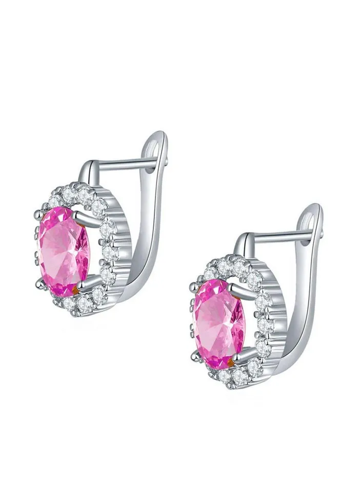 Yellow Chimes Earrings Kairangi Clip On Earrings for Women Pink Crystal Silver Plated Clip On Stud Earrings for Women and Girls
