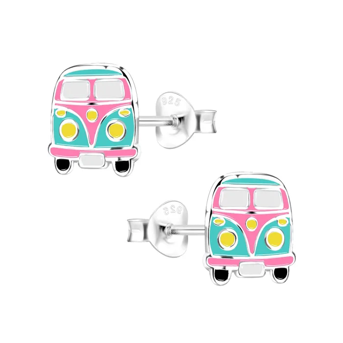 Yellow Chimes Earrings Raajsi by Yellow Chimes 925 Sterling Silver Stud Earring for Girls Kids Melbees Kids Collection Bus Designed Birthday Gift for Girls Kids With Certificate of Authenticity 6 Month Warranty