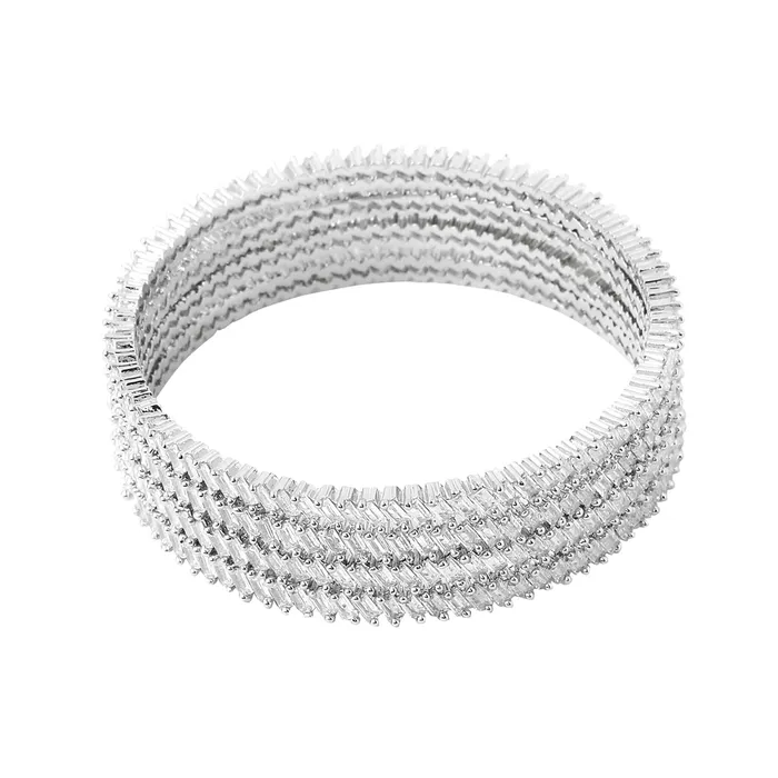 Yellow Chimes Earrings Yellow Chimes Bangles for Women Girls Traditional American Diamond Bangles for women Silver Tone White AD Stone Bangles for girls Birthday Gift For girls women Anniversary Gift for Wife