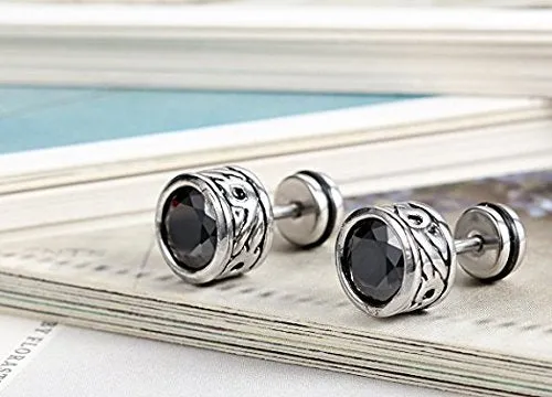 Yellow Chimes Earrings Yellow Chimes Black Crystal Sides Craft 316L Stainless Steel Earrings for Men and Women