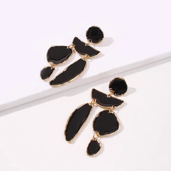 Yellow Chimes Earrings Yellow Chimes Black Earrings for Women Gold Plated Geometric Shape Danglers Earrings for Women and Girls