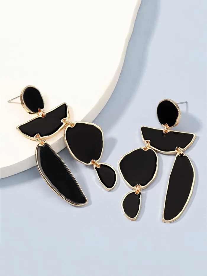 Yellow Chimes Earrings Yellow Chimes Black Earrings for Women Gold Plated Geometric Shape Danglers Earrings for Women and Girls
