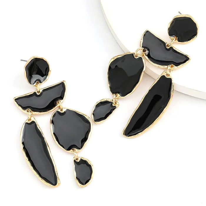 Yellow Chimes Earrings Yellow Chimes Black Earrings for Women Gold Plated Geometric Shape Danglers Earrings for Women and Girls