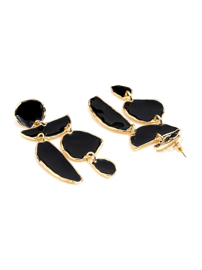 Yellow Chimes Earrings Yellow Chimes Black Earrings for Women Gold Plated Geometric Shape Danglers Earrings for Women and Girls