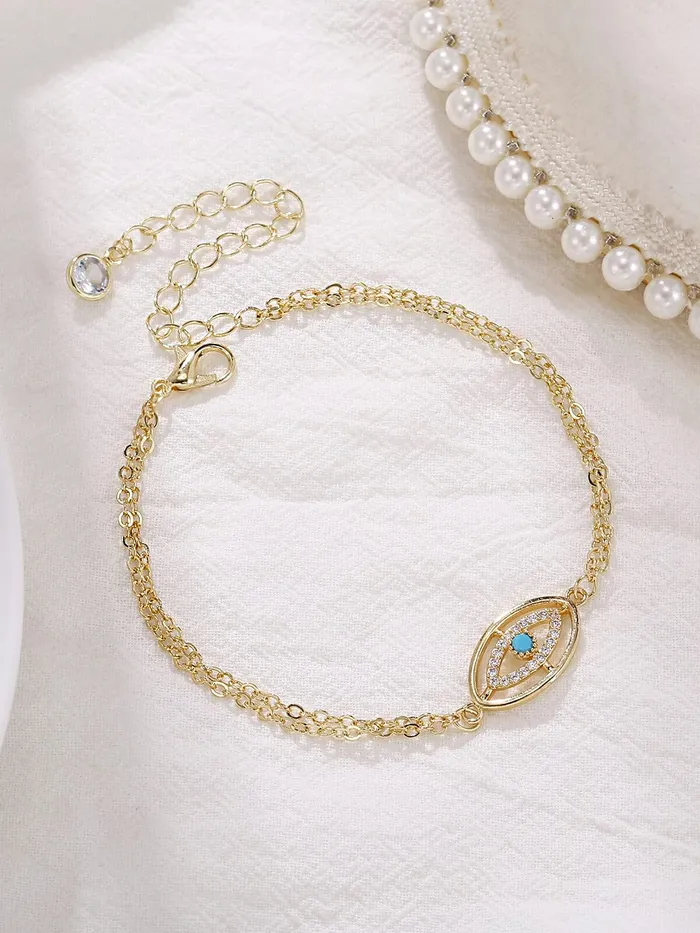 Yellow Chimes Earrings Yellow Chimes Bracelet For Women Multilayered Gold Toned Evil Eye Studded Adjustable Bracelet For Women and Girls