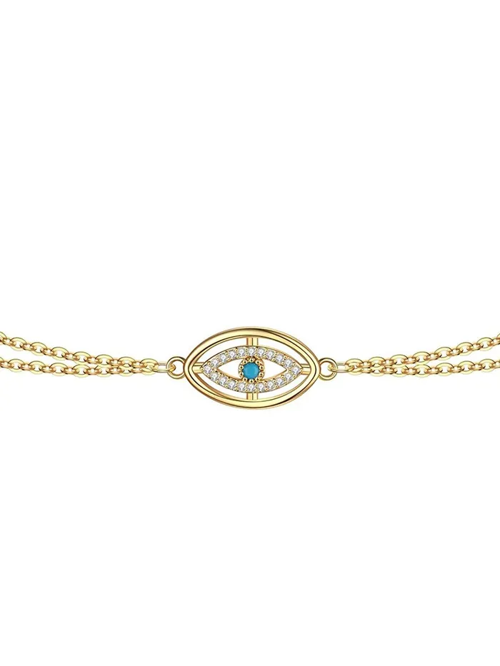 Yellow Chimes Earrings Yellow Chimes Bracelet For Women Multilayered Gold Toned Evil Eye Studded Adjustable Bracelet For Women and Girls