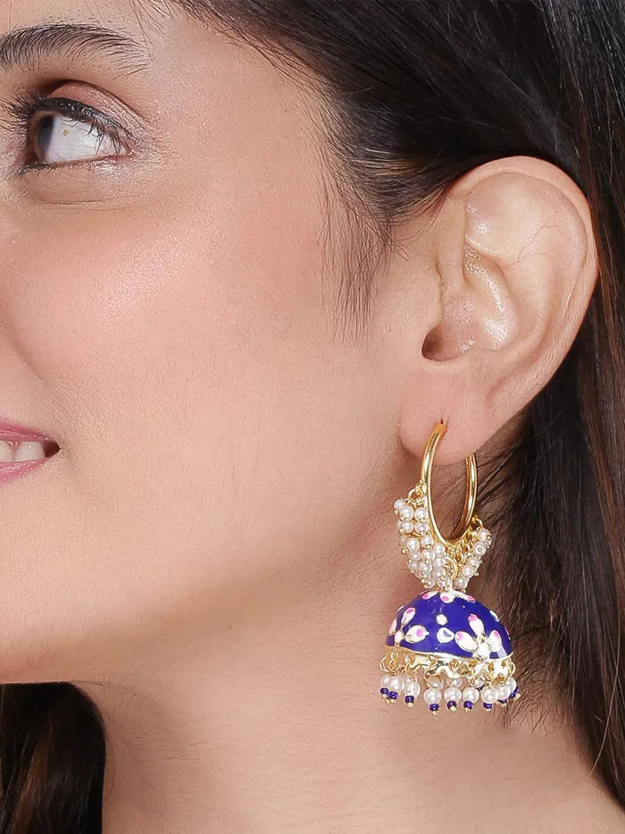 Yellow Chimes Earrings Yellow Chimes Celebrity Choice Meenakari Handcrafted Stylish 18k Gold Plated Studded Kundan Designer Meenakari Traditional JhumkaJhumki Earrings for Women and Girls
