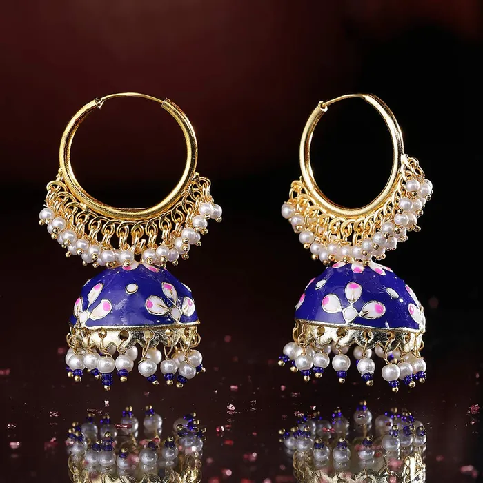 Yellow Chimes Earrings Yellow Chimes Celebrity Choice Meenakari Handcrafted Stylish 18k Gold Plated Studded Kundan Designer Meenakari Traditional JhumkaJhumki Earrings for Women and Girls