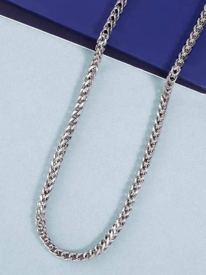 Yellow Chimes Earrings Yellow Chimes Chain for Men and Boys Silver Chain Men Crub Neck Chain for Men Stainless Steel Chains for Men Birthday Gift for Men Boys Anniversary Gift for Husband