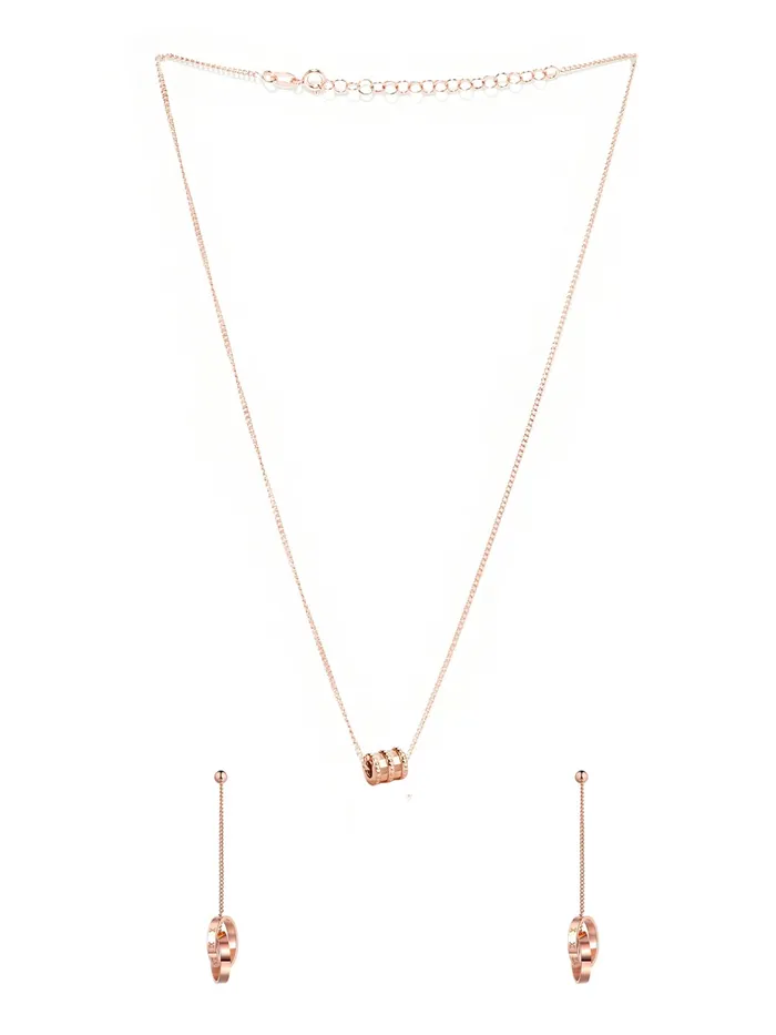 Yellow Chimes Earrings Yellow Chimes Chain Necklace With Threader Earrings Set Style13