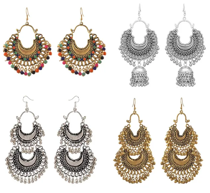 Yellow Chimes Earrings Yellow Chimes Chandbali Earrings for Women Silver Oxidised 5 Pairs Combo Afghani Style Traditional Chand Bali Earrings Women and Girls Yellow Chimes Earrings Yellow Chimes Chandbali Earrings for Women Silver Oxidised 5 Pairs Combo Afghani Style Traditional Chand Bali Earrings Women and Girls