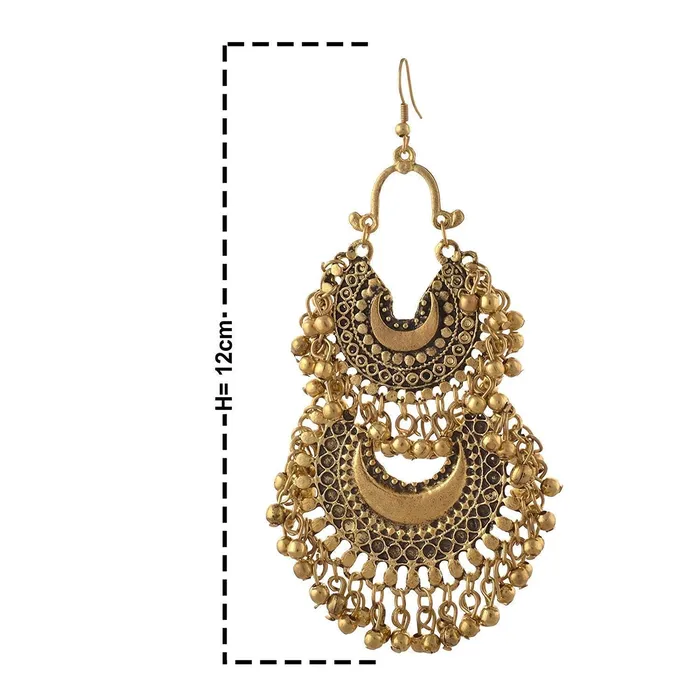 Yellow Chimes Earrings Yellow Chimes Chandbali Earrings for Women Silver Oxidised 5 Pairs Combo Afghani Style Traditional Chand Bali Earrings Women and Girls