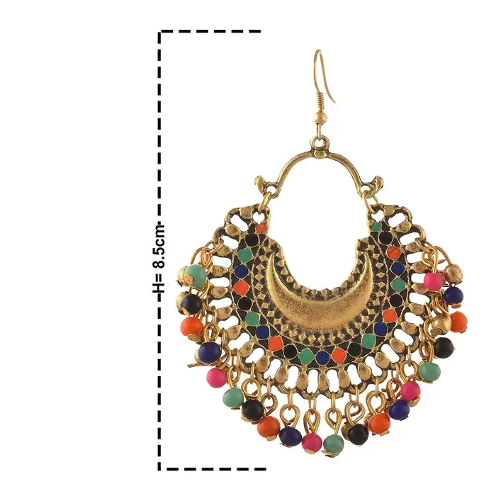 Yellow Chimes Earrings Yellow Chimes Chandbali Earrings for Women Silver Oxidised 5 Pairs Combo Afghani Style Traditional Chand Bali Earrings Women and Girls