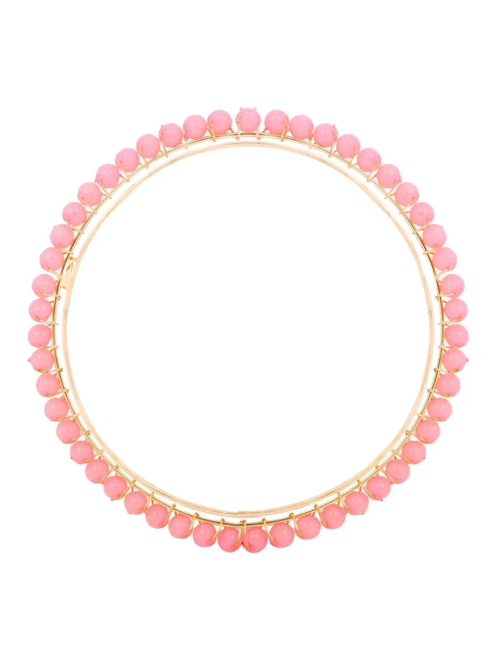 Yellow Chimes Earrings Yellow Chimes Classic Design Handcrafted Beads Studded Gold Plated 4 Pcs Pink Beaded Bangles Set For Women Girls 24