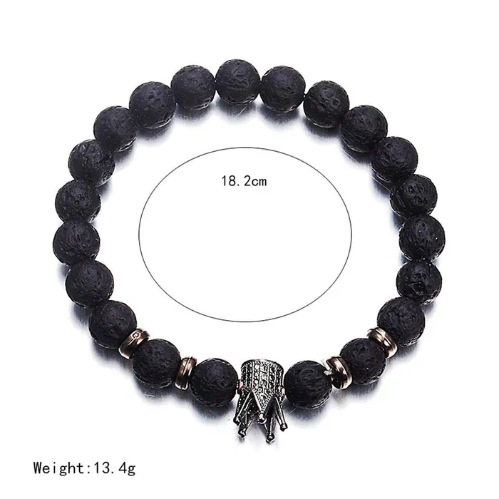 Yellow Chimes Earrings Yellow Chimes Couple Bracelet for Unisex 2 PCS King Queen Crown Charm Natural Stone Couple Bracelet for Women Men 2 Pcs