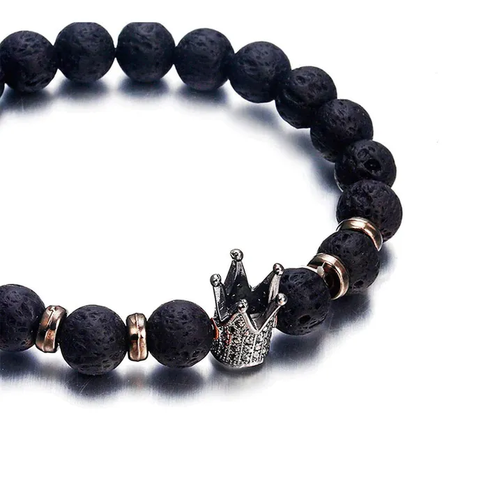 Yellow Chimes Earrings Yellow Chimes Couple Bracelet for Unisex 2 PCS King Queen Crown Charm Natural Stone Couple Bracelet for Women Men 2 Pcs