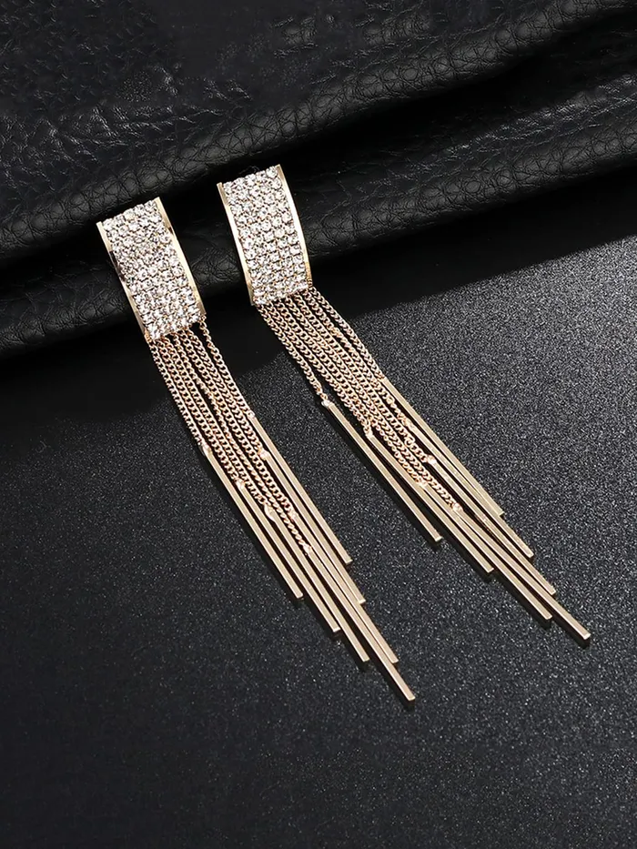 Yellow Chimes Earrings Yellow Chimes Danglers Earrings for Women Gold Plated Crystal Studded Multi Chain Layer Long Dangle Earrings for Women and Girls