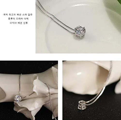 Yellow Chimes Earrings Yellow Chimes Designer Beautiful Single Crystal Stone Pendant Chain Silver Plated Zircon Short Necklace for Women and Girls