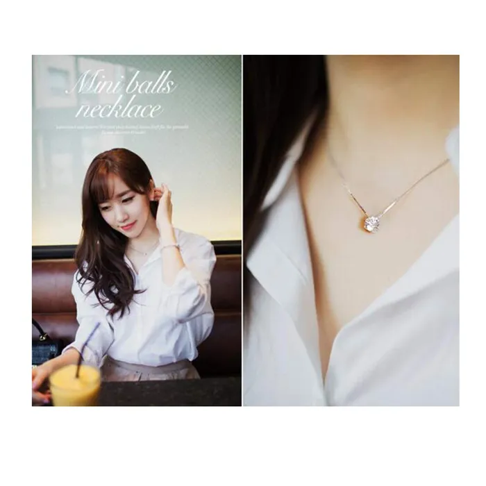 Yellow Chimes Earrings Yellow Chimes Designer Beautiful Single Crystal Stone Pendant Chain Silver Plated Zircon Short Necklace for Women and Girls