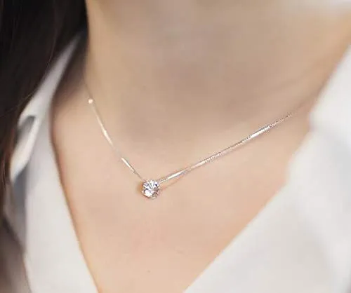 Yellow Chimes Earrings Yellow Chimes Designer Beautiful Single Crystal Stone Pendant Chain Silver Plated Zircon Short Necklace for Women and Girls
