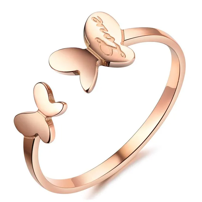 Yellow Chimes Earrings Yellow Chimes Dual Butterfly Love inScript Surgical Steel Rose Gold Ring for Girls and Women Yellow Chimes Earrings Yellow Chimes Dual Butterfly Love inScript Surgical Steel Rose Gold Ring for Girls and Women