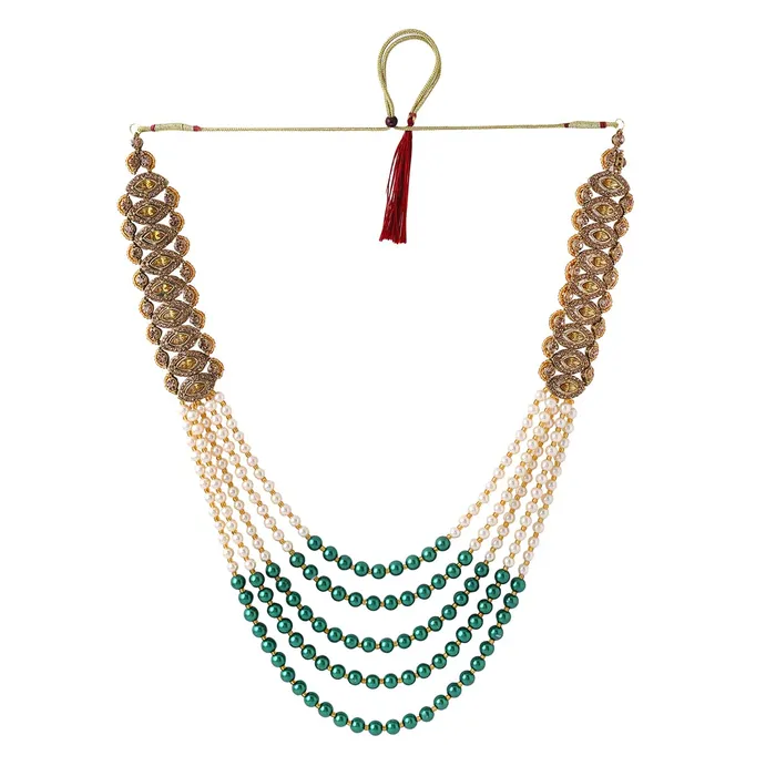 Yellow Chimes Earrings Yellow Chimes Dulahmala For Mens Pearl Necklace Jewellery for Groom Dulha Moti Mal Haar For men