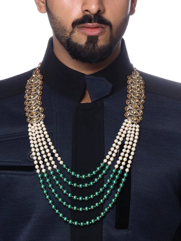 Yellow Chimes Earrings Yellow Chimes Dulahmala For Mens Pearl Necklace Jewellery for Groom Dulha Moti Mal Haar For men