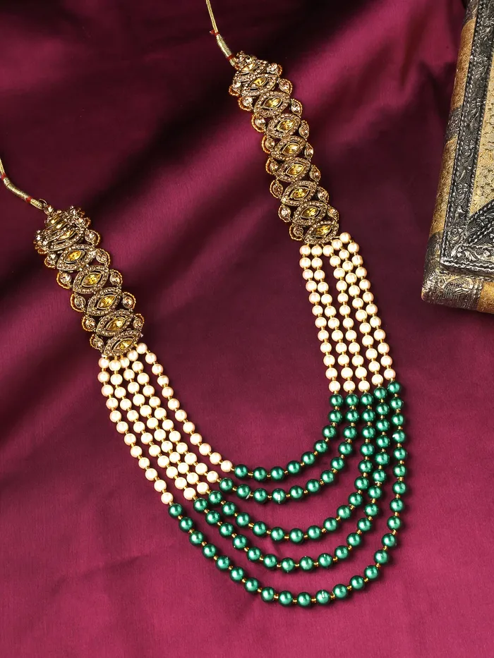 Yellow Chimes Earrings Yellow Chimes Dulahmala For Mens Pearl Necklace Jewellery for Groom Dulha Moti Mal Haar For men