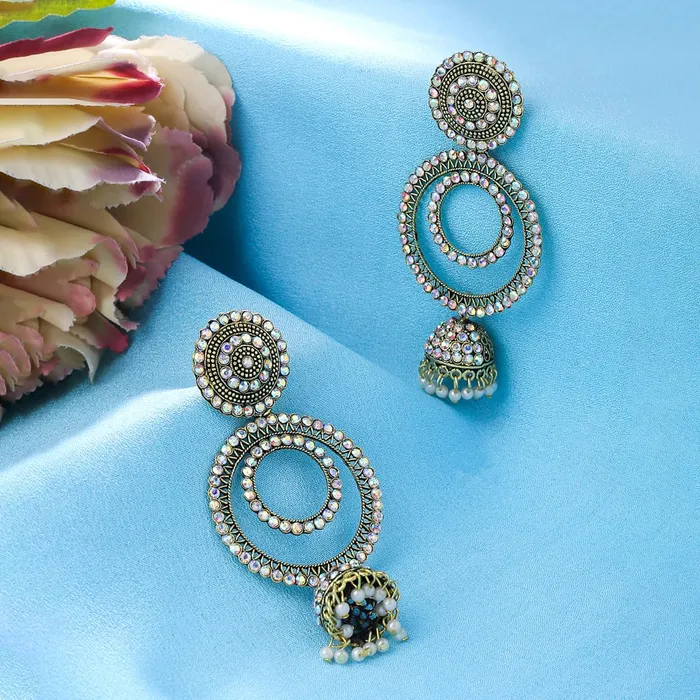 Yellow Chimes Earrings Yellow Chimes Earrings for Women and Girls Crystal Jhumka Gold Plated Crystal Studded Jhumki EarringsBirthday Gift For girls and women Anniversary Gift for Wife