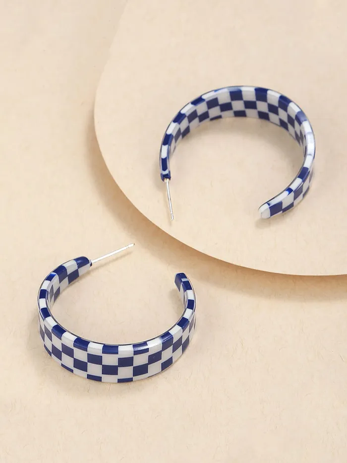 Yellow Chimes Earrings Yellow Chimes Earrings for Women and Girls Fashion Blue White Hoops Lightweight Minimalist Acrylic Statement Style Hoop Earrings Birthday Gift for girls and women Anniversary Gift for Wife