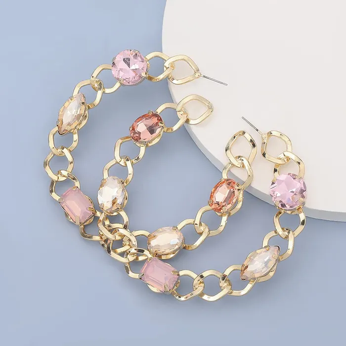 Yellow Chimes Earrings Yellow Chimes Earrings for Women and Girls Fashion Golden Hoops Gold Plated Multicolor Crystal Studded Big Circle Hoop Earrings Birthday Gift for girls and women Anniversary Gift for Wife