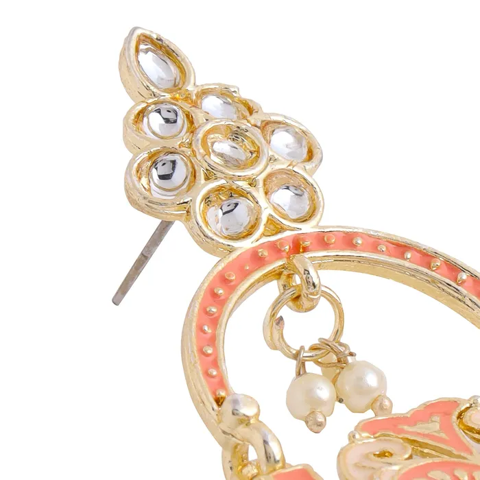Yellow Chimes Earrings Yellow Chimes Earrings for Women and Girls Meenakari Chandbali Gold Plated Pink Meenakari Chandbali Earrings Birthday Gift for girls and women Anniversary Gift for Wife