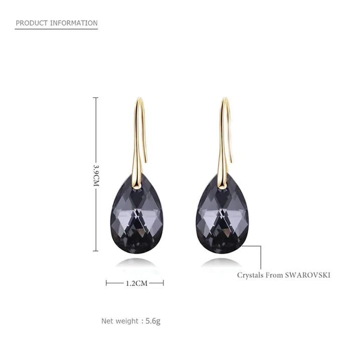 Yellow Chimes Earrings Yellow Chimes Earrings for Women Crystal from Swarovski Gold Plated Black Crystal Drop Earrings for Women and Girls