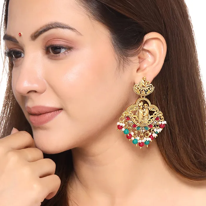 Yellow Chimes Earrings Yellow Chimes Earrings for Women Girls Traditional Beads Drop Earrings Gold Plated Bridal Temple Drop Earrings Birthday Gift for girls women Anniversary Gift for Wife