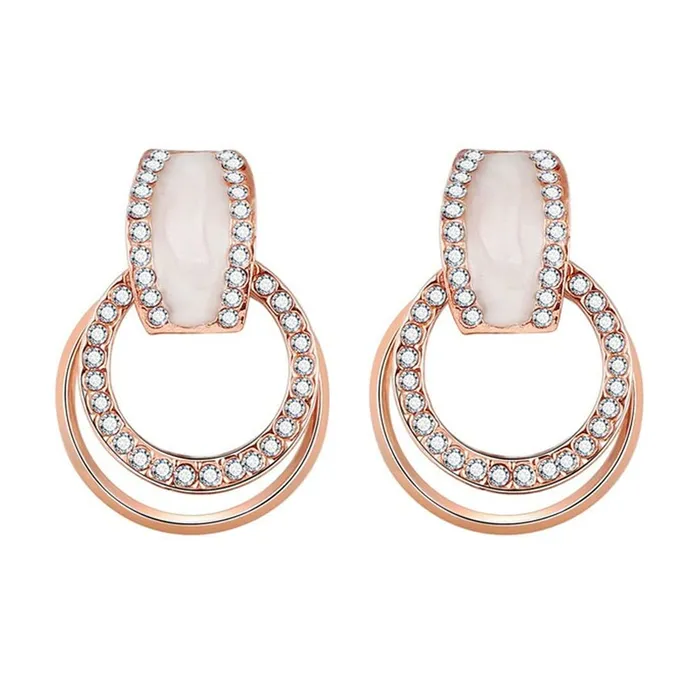 Yellow Chimes Earrings Yellow Chimes Earrings For Women Gold Tone Double Layer Round Shape Drop With White Color Oval Stud Drop Earrings For Women and Girls