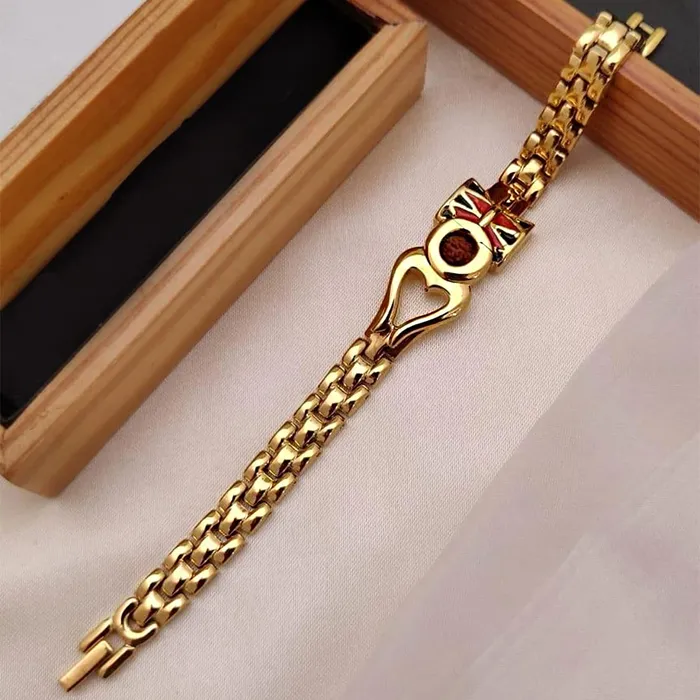 Yellow Chimes Earrings Yellow Chimes Ethnic Gold Plated Traditional Gold Shiva Trishul Rudraksha Damroo Chain Bracelet for Men and Boys M
